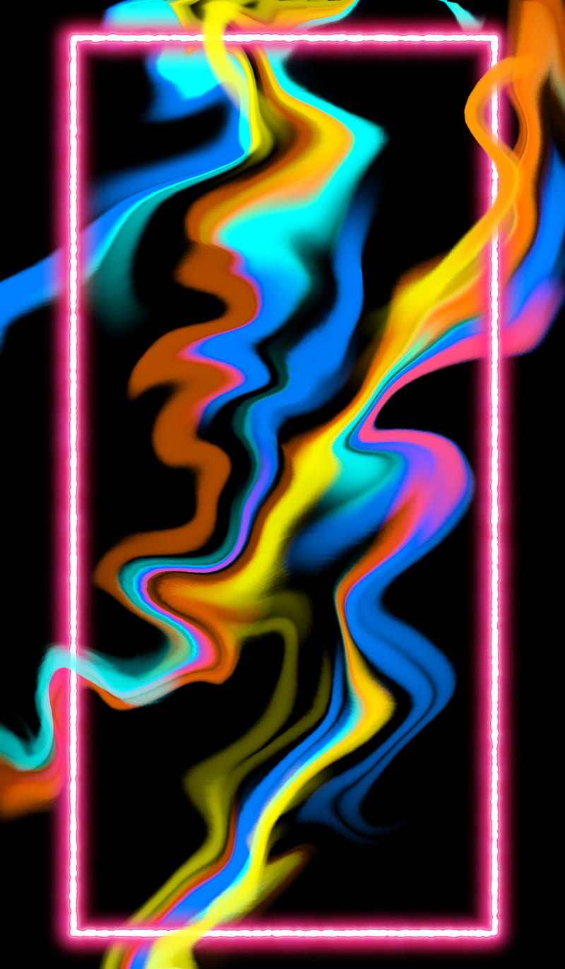 Liquid frame , abstraction, acrylic, border, colorfull, laser, neon, oil, oneplus, HD phone wallpaper