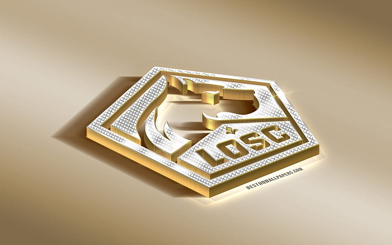 Lille OSC, French football club, golden silver logo, Lille, France, Ligue 1, 3d golden emblem, creative 3d art, football, HD wallpaper