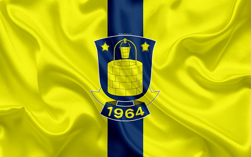 Brondby fc, FC Danish football club, emblem, logo, Danish Superleague, football, Brondbyvester, Denmark, silk texture, HD wallpaper