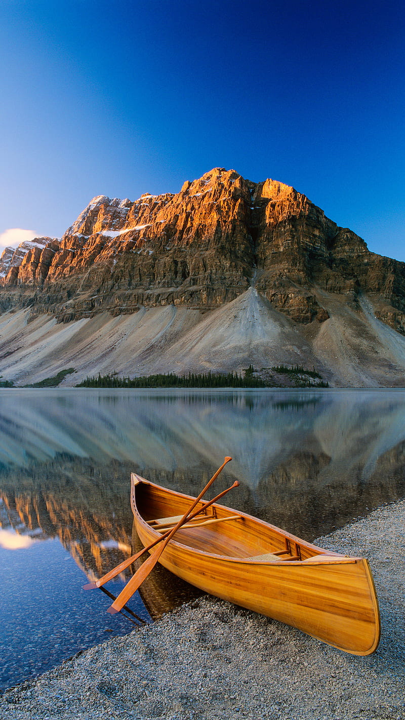 boat, lake, mountain, HD phone wallpaper