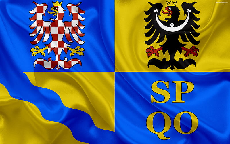 Flag of Olomouc Region, silk flag official symbols, flags of administrative units, Czech Republic, Olomouc Region, HD wallpaper