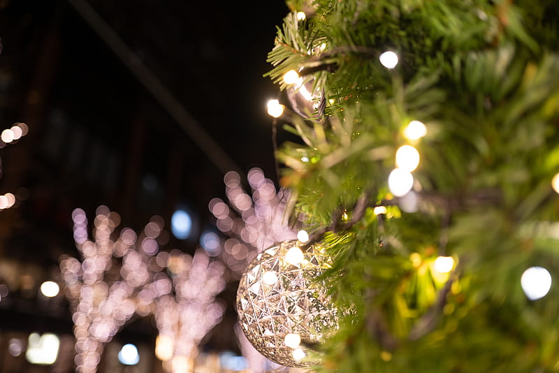 christmas tree, garland, decoration, new year, HD wallpaper
