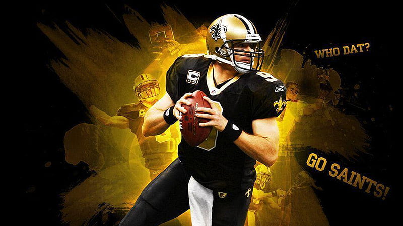 Drew Brees With Background Of Yellow And Black Drew Brees, HD wallpaper