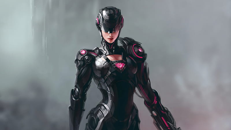 Cyborg Girl, cyborg, artwork, artist, HD wallpaper