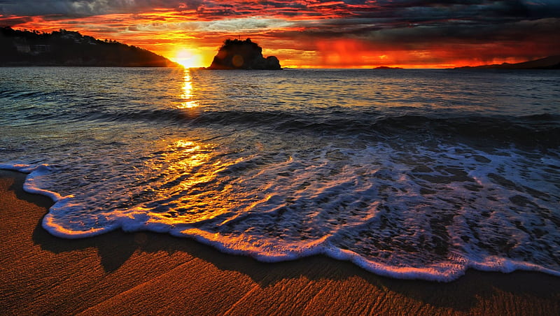 Tranquil Beach, scenic sunset, beach sunset, relaxing beach, peaceful beach, HD wallpaper