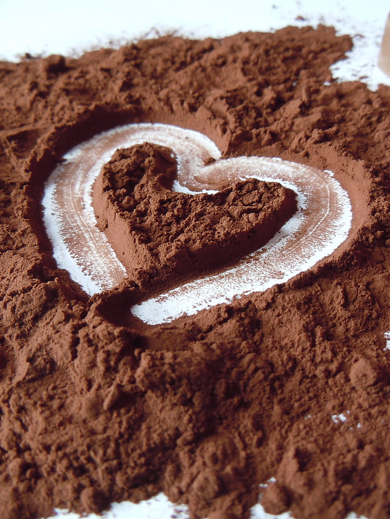 Chocolate Heart, brown, cacao, chocolate, heart, love, white, HD phone wallpaper