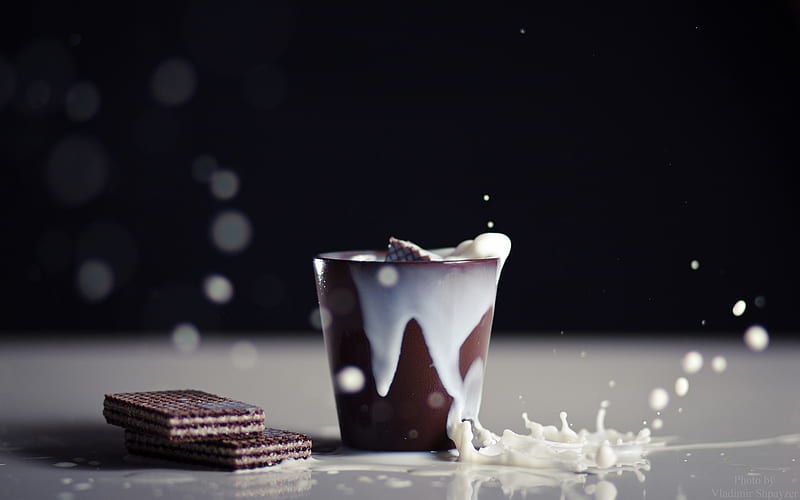 White chocolate drink, sweets, brown, chocolate, drama, white, HD wallpaper
