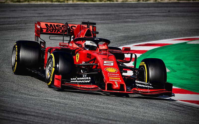 Sebastian Vettel, Ferrari SF90 on track, 2019 F1 cars, raceway, Formula 1, Scuderia Ferrari, Ferrari SF90, new SF90, F1, Ferrari 064, Ferrari 2019, F1 cars, Ferrari, HD wallpaper