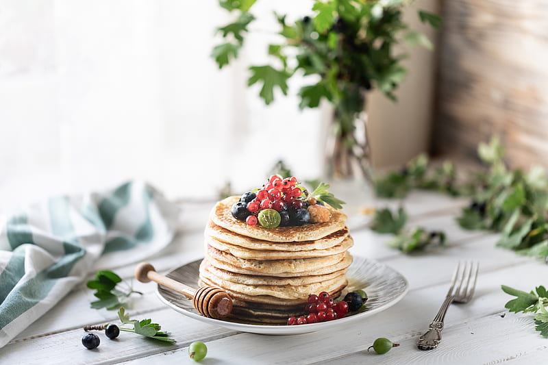 Food, Pancake, Berry, Breakfast, Currants, Still Life, HD wallpaper
