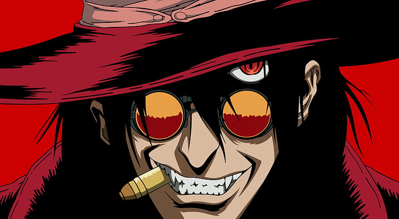 Alucard with a bullet, stare, red, alucard, hellsing, fangs, bullet, HD ...