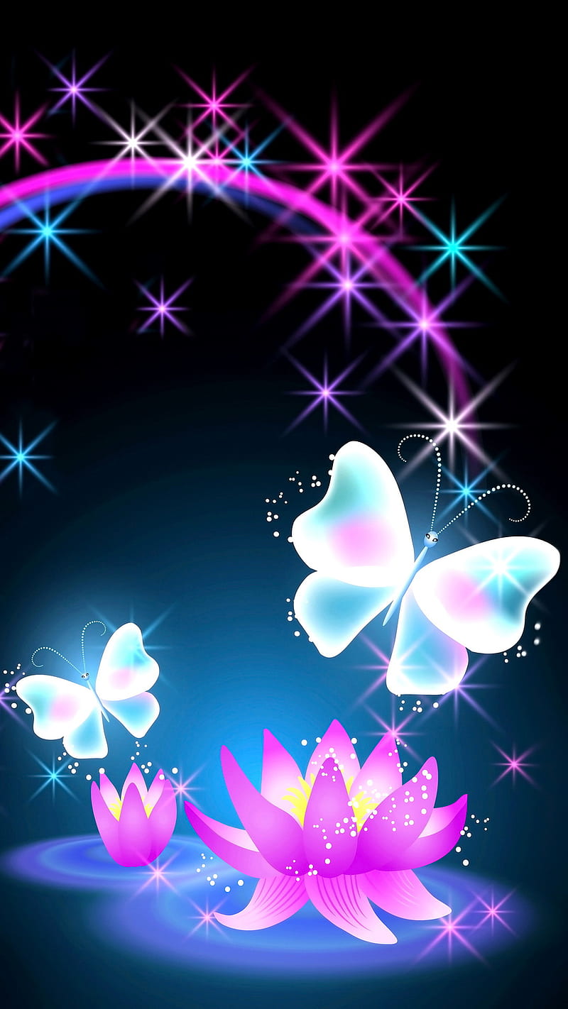 Mariposas, loto, neón, brillo, sparlke, Fondo de pantalla de teléfono HD |  Peakpx