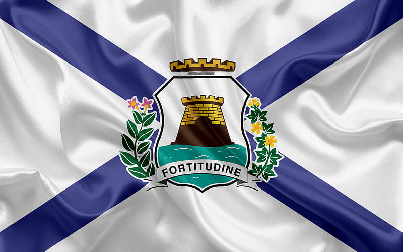 Flag of Fortaleza silk texture, Brazilian city, white silk flag, Fortaleza flag, Ceara, Brazil, art, Fortaleza, HD wallpaper