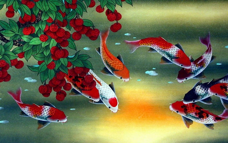 Feng Shui Mobile Wallpaper of 2 Koi carp fish  KarmaWeather Shop
