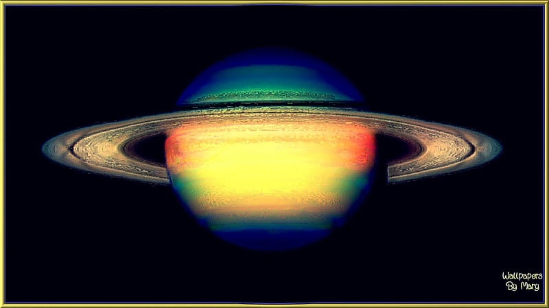 Saturn In False Color 1600x900, planets, abstract, space, saturn, HD wallpaper