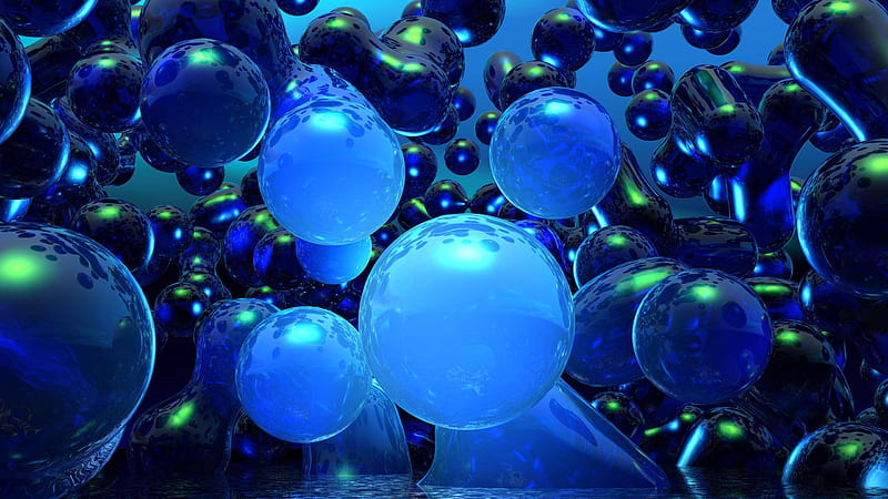 Glassy Blue Sphere Balls Cool 3D Background Cool 3D Background, HD wallpaper