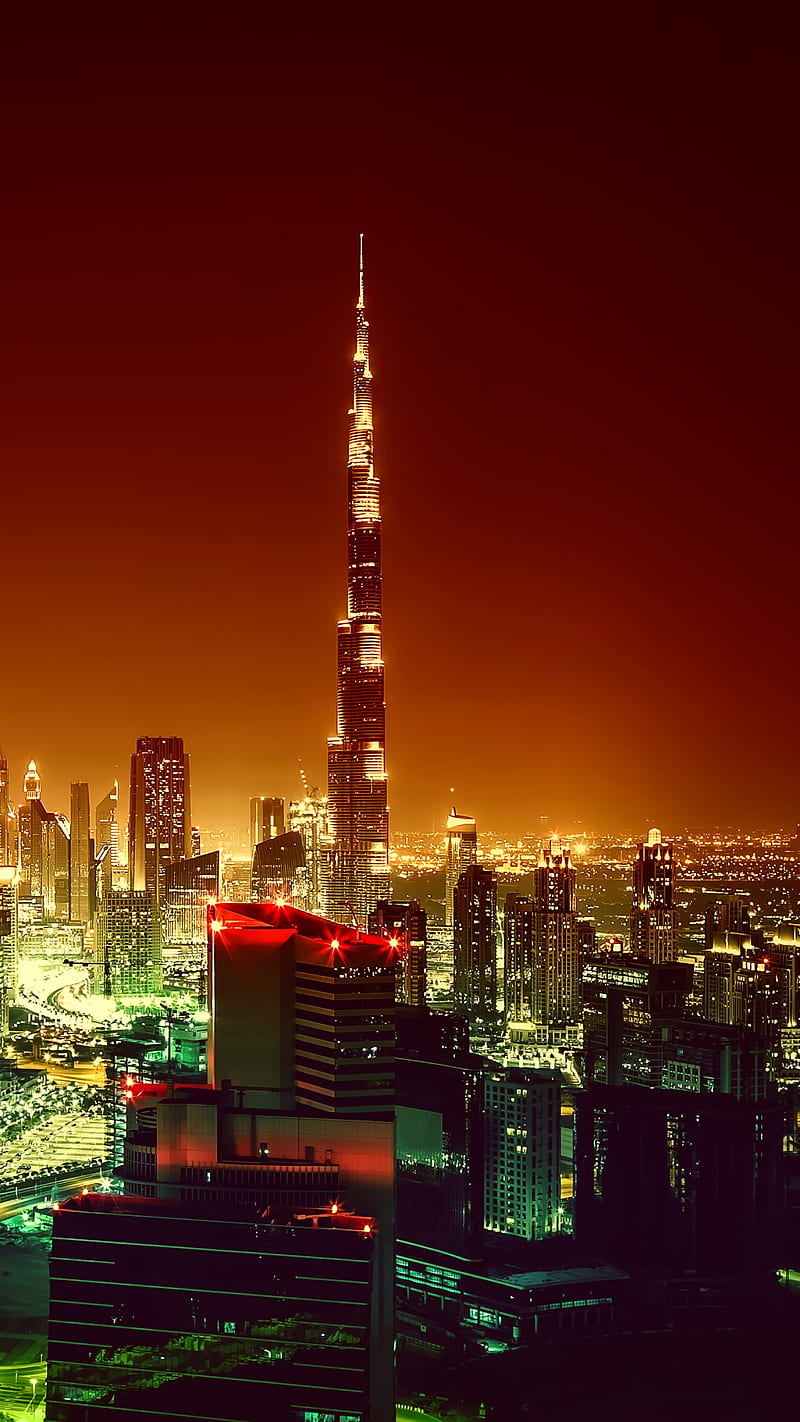 Burj Khalifa, android, dubai, iphone, night, skyscraper, sumit sheemar, tourism, HD phone wallpaper
