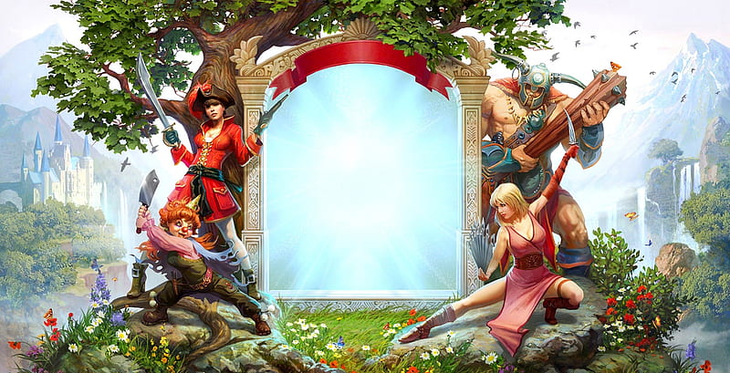 Welcome to the magic mirror, colorful, welcome, game, bonito, magic, peoples, saga, warriors, nice, fantasy, splendor, painting, waterfall, mirror, art, amazing, lovely, colors, wonderland, boy, girl, magical, peaceful, digital, castle, knight, HD wallpaper