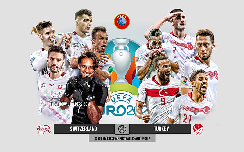 Switzerland vs Turkey, UEFA Euro 2020, Preview, promotional materials, football players, Euro 2020, football match, Turkey national football team, Switzerland national football team, HD wallpaper