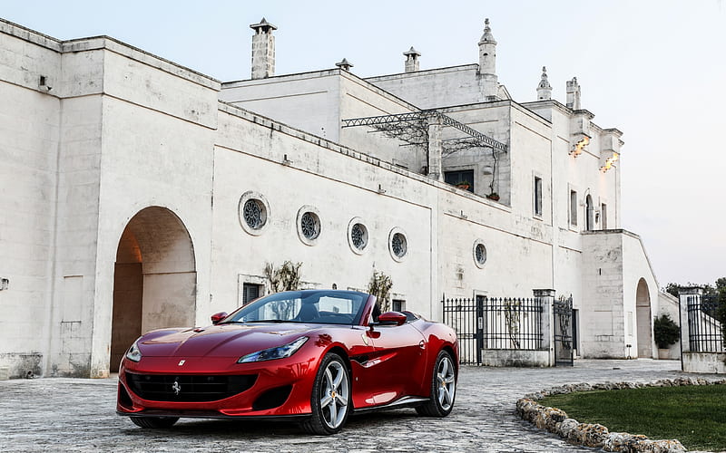 Ferrari Portofino, 2018, roadster, exterior, new ferrari, red cabriolet, red Portofino, sports car, Italian cars, Ferrari, HD wallpaper