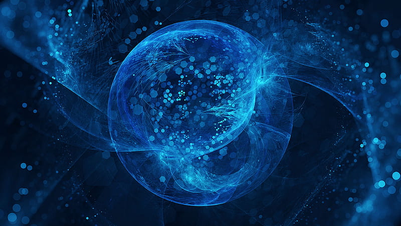 ball, shapes, blue, abstraction, HD wallpaper
