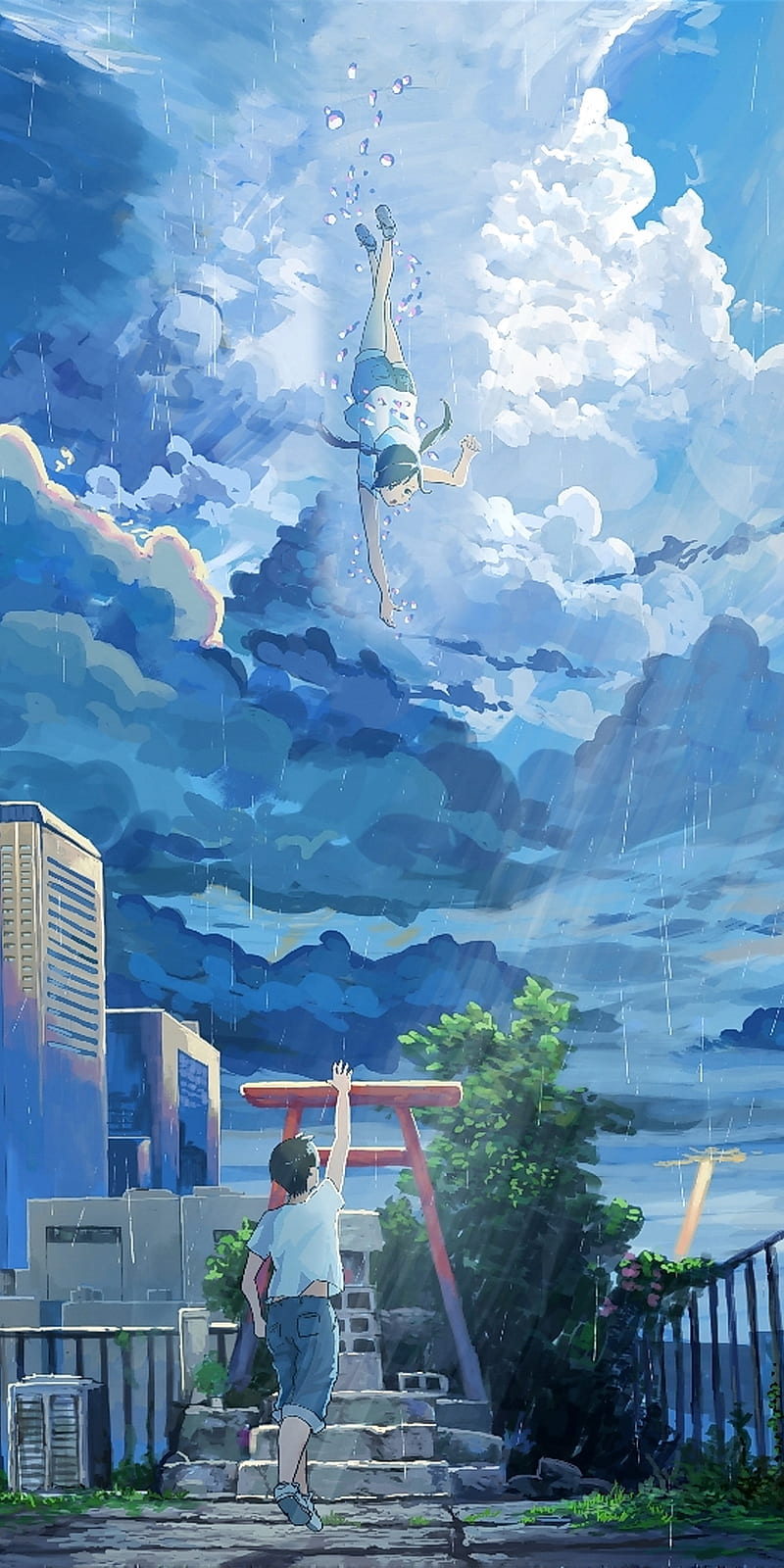 Tenki no ko, anime, art, random, sky, waifu, HD phone wallpaper