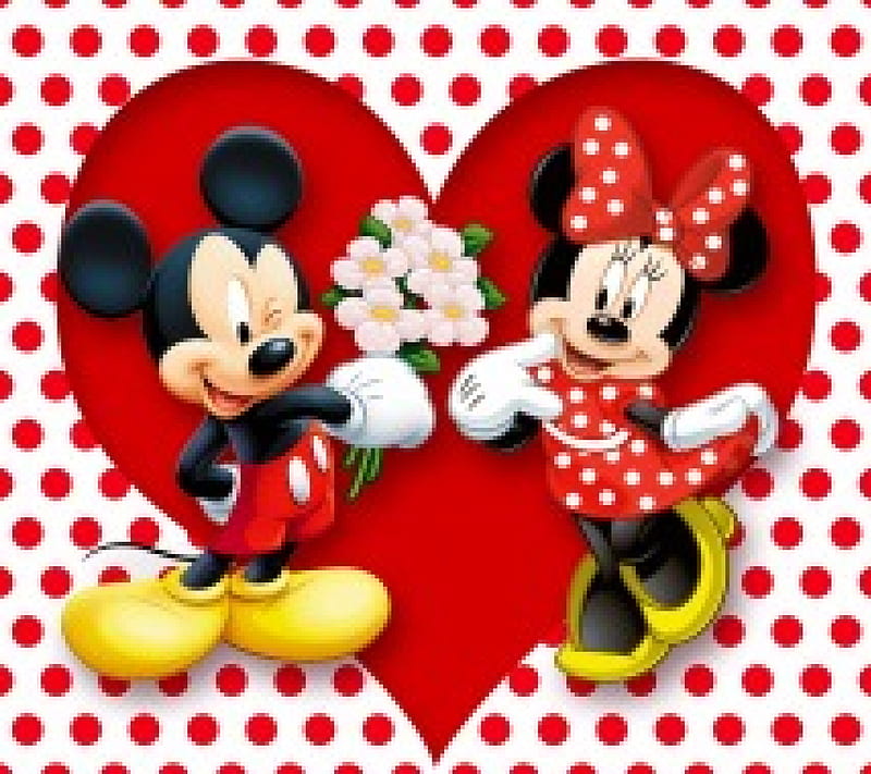 feliz día de san valentín !, rojas, minnie mouse, amarillas, moños, mickey  mouse, Fondo de pantalla HD | Peakpx