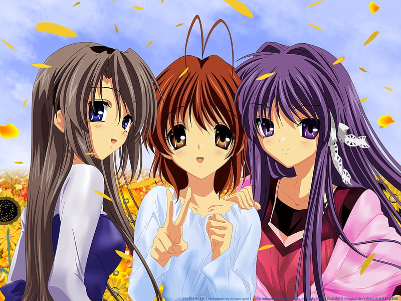 Friendship Kyou Furukawa Game Sunflower Fujibayashi Clannad Key Nagisa Hd Wallpaper Peakpx