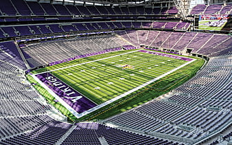 US Bank Stadium, The Ship, Minnesota Vikings, Minneapolis, Minnesota, american football field, Minnesota Vikings Stadium, NFL, American football, USA, HD wallpaper
