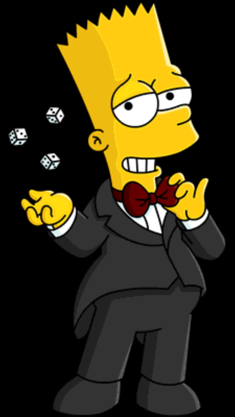 Bart rolls for 7, boss, casino, craps, dice, gambling, poker, simpson, tuxedo, HD phone wallpaper