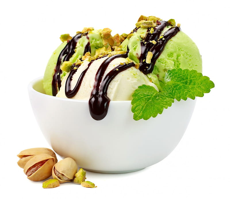 Pistachio Ice Cream, mint, ice cream, chocolate, pistachio, dessert, sweet, HD wallpaper