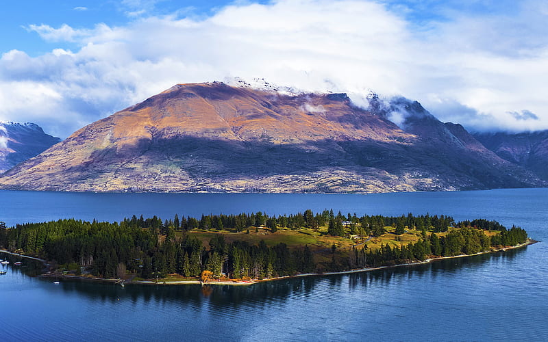 New Zealand, island, lake, mountains, Oceania, HD wallpaper