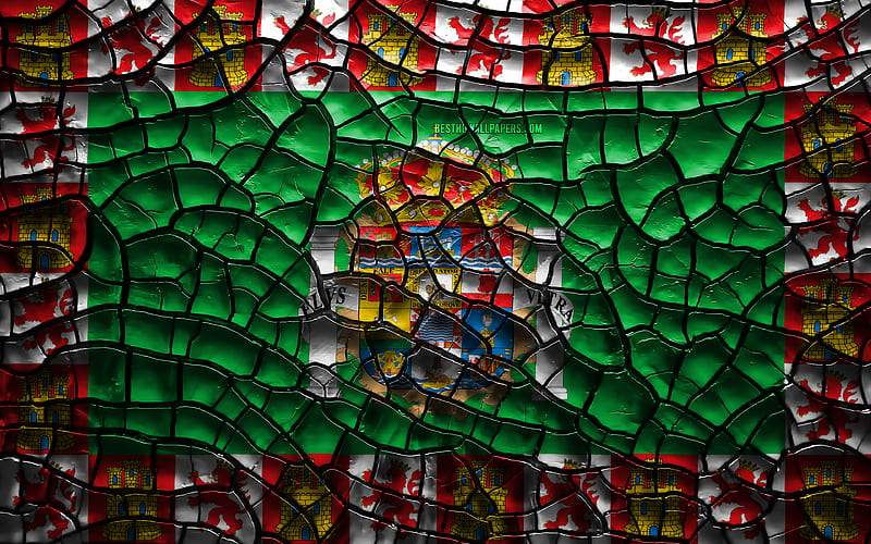 Flag of Cadiz spanish provinces, cracked soil, Spain, Cadiz flag, 3D art, Cadiz, Provinces of Spain, administrative districts, Cadiz 3D flag, Europe, HD wallpaper