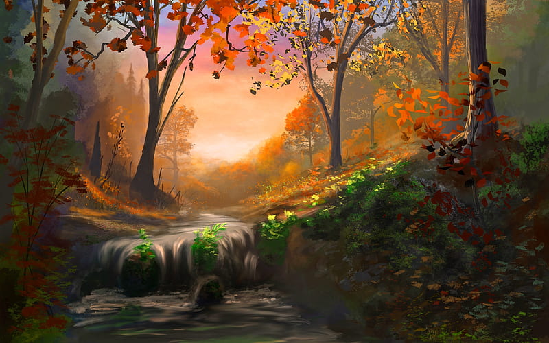 Mill Stream, forest, stream, fall, autumn, landscape, HD wallpaper | Peakpx