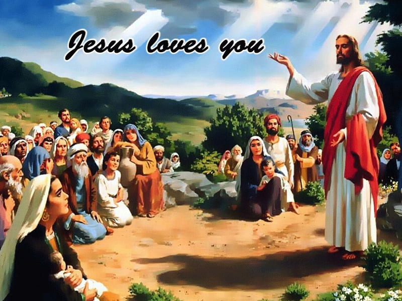 JESUS loves you, christ, jesus, people, love, god, HD wallpaper