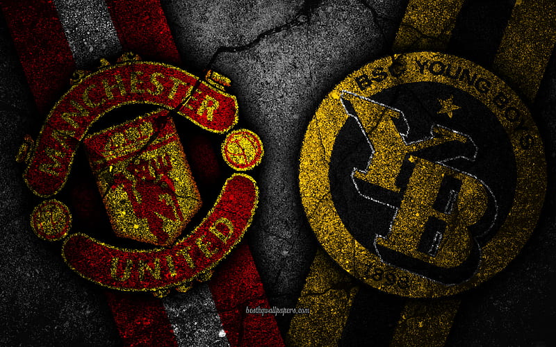 Manchester United vs Young Boys, Champions League, Group Stage, Round 5, creative, Manchester United FC, Young Boys FC, black stone, HD wallpaper