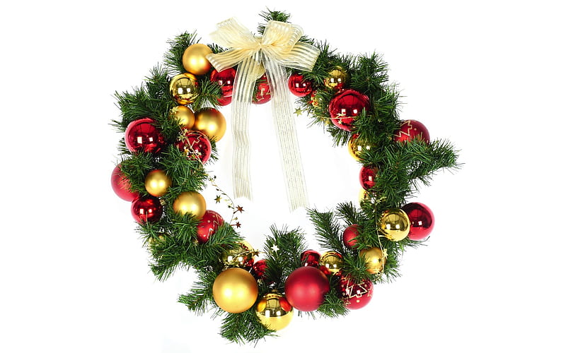 Christmas Wreath with baubles, HD wallpaper