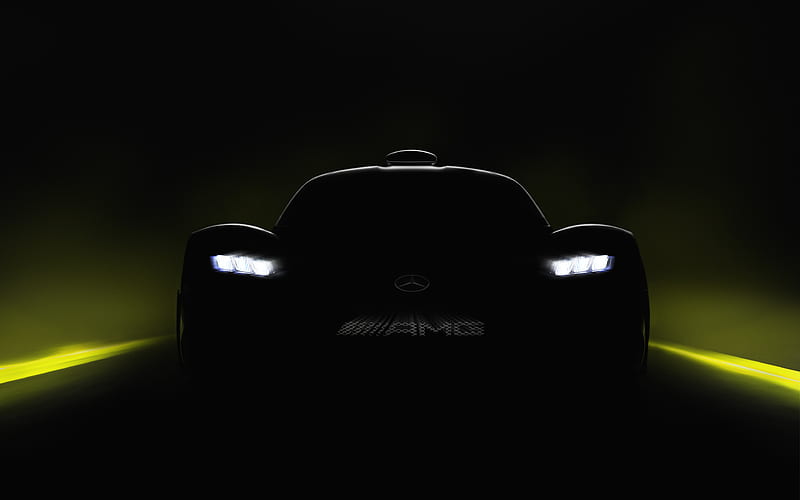 hypercars, 2017 cars, Mercedes-AMG Project ONE, teaser, darkness, headlights, Mercedes, HD wallpaper