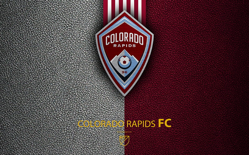 Colorado Rapids FC American soccer club, MLS, leather texture, logo, emblem, Major League Soccer, Colorado, USA, football, MLS logo, HD wallpaper
