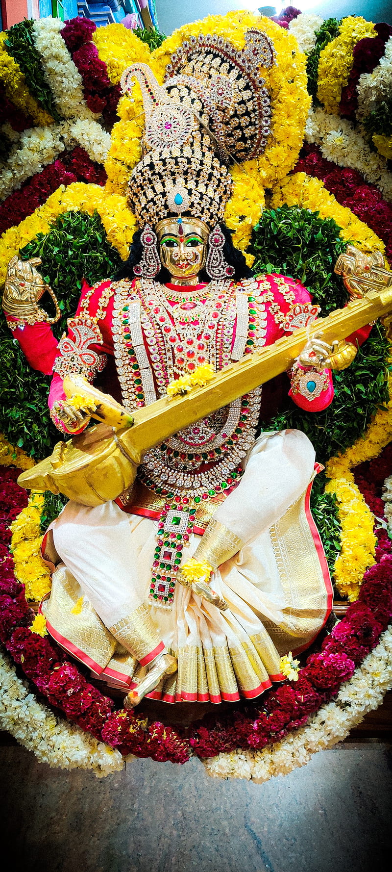 Saraswathi Devi, god, goddess, lord, sunset, HD phone wallpaper | Peakpx