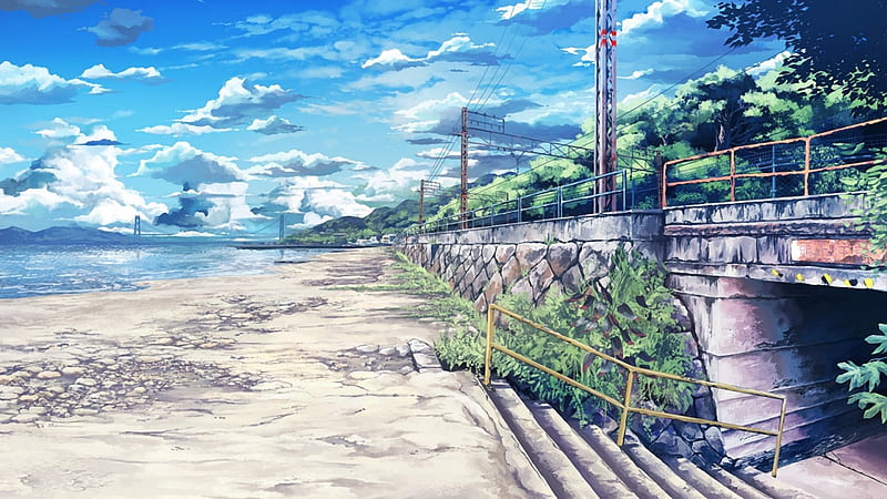 Anime Beach, Scenery, see, Anime, beach, Nature, HD wallpaper | Peakpx