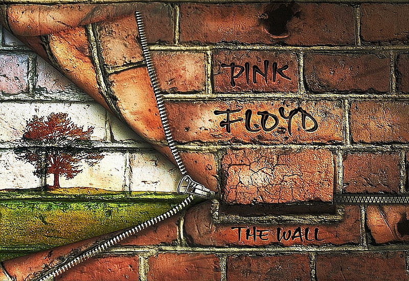Pink Floyd - another brick in the wall, desighn, cult, another, music, colors, bonito, wall, tree, stones, song, brick, entertainment, floyd, graphik, pink, HD wallpaper