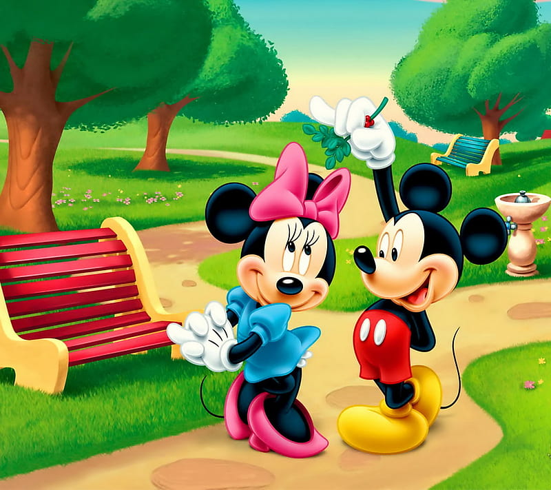 Download In Love Couples Minnie And Mickey Wallpaper