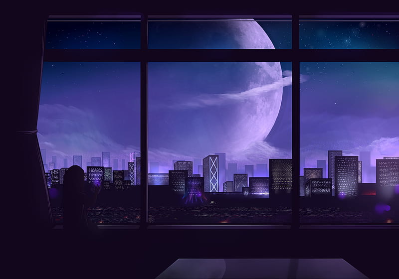 Super Moon, anime, artist, artwork, digital-art, pixiv, HD wallpaper