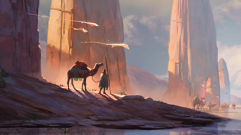 Digital Art Camel Desert , digital-art, camel, desert, artist, artwork, HD wallpaper