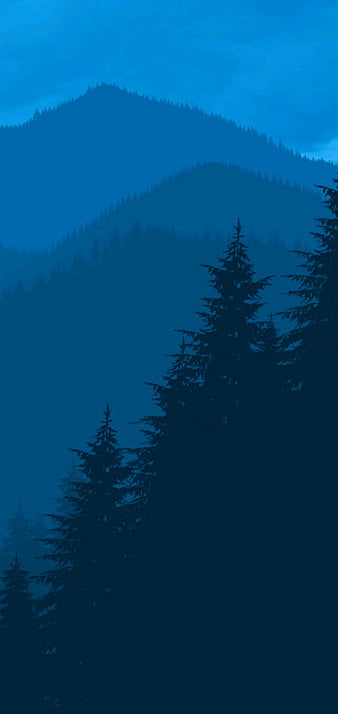 Blue theme, minimal, art, mountains and forest, HD wallpaper | Peakpx