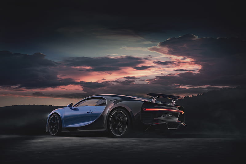 Blue Bugatti Chiron Sport 2020 , bugatti-chiron, bugatti, 2020-cars, carros, behance, HD wallpaper