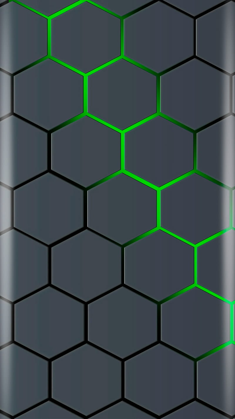Hexagonal, gray, green, HD phone wallpaper