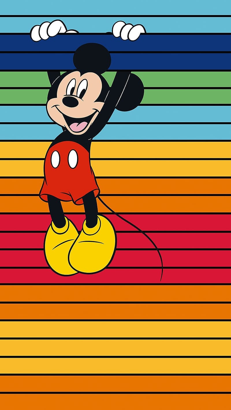 Apple Watch Mickey Mouse, Colourful Background, cartoon, animated, HD phone wallpaper