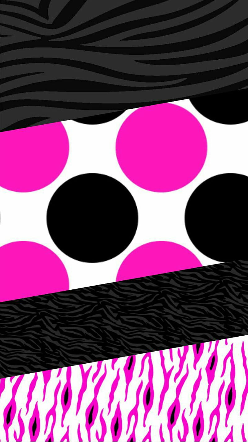 Pink Black Design, corazones, polka dots, HD phone wallpaper | Peakpx