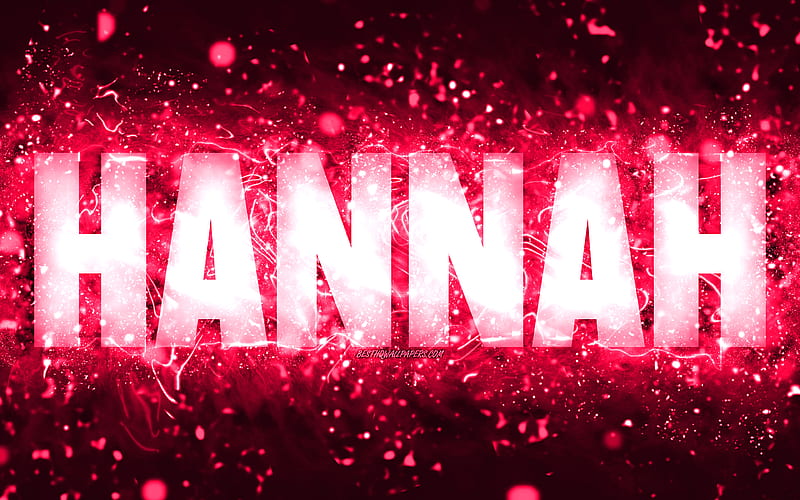 Happy Birtay Hannah pink neon lights, Hannah name, creative, Hannah Happy Birtay, Hannah Birtay, popular american female names, with Hannah name, Hannah, HD wallpaper
